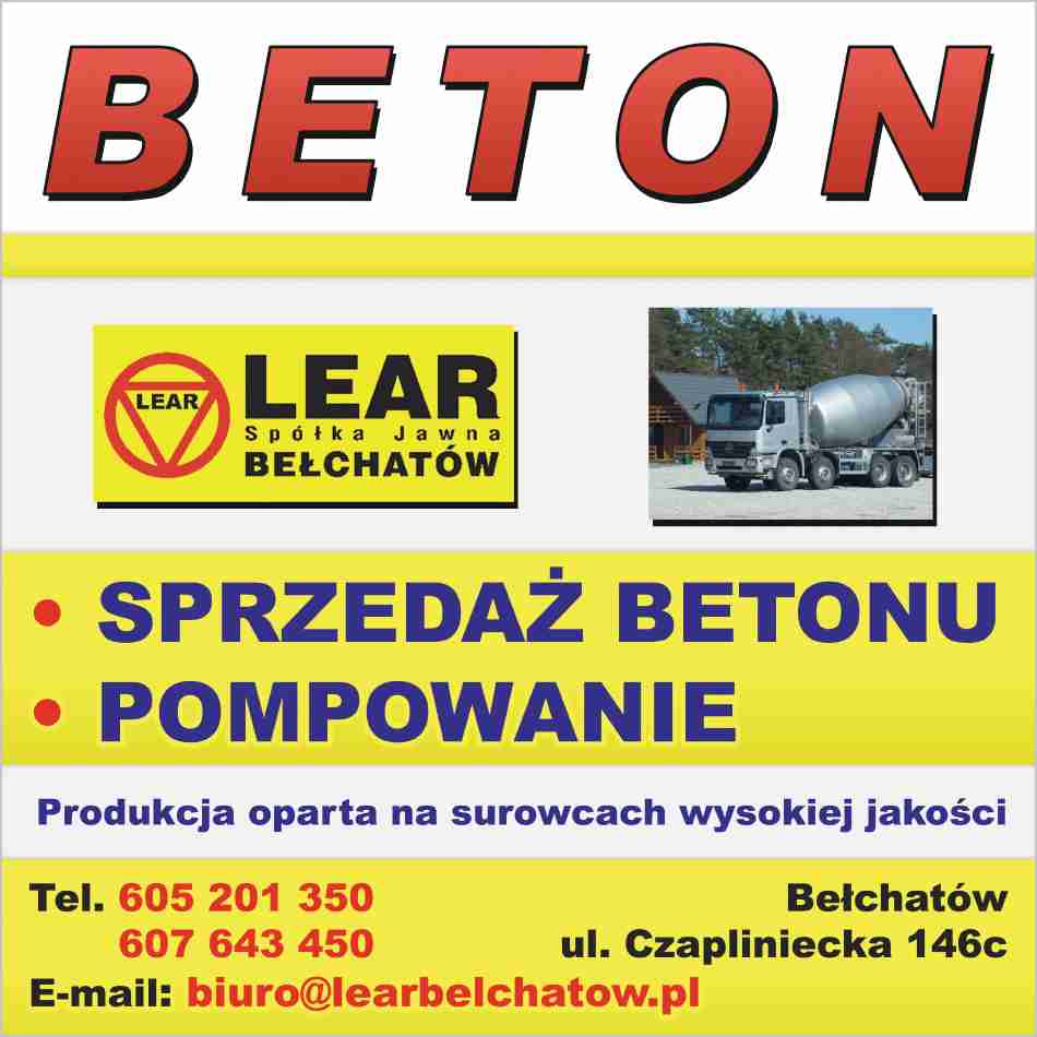 "LEAR" A. i R. Kłucjasz Spółka Jawna - produkcja betonu BEŁCHATÓW produkcja betonu BEŁCHATÓW